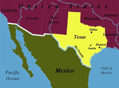 مرز کنونی تگزاس و مکزیک