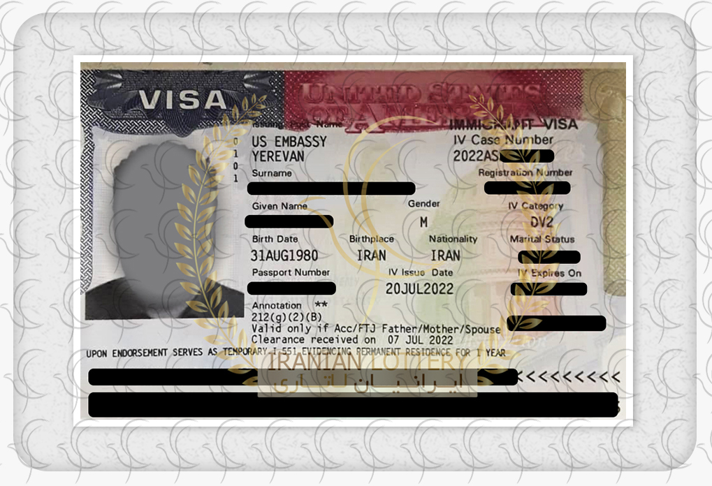 ویزای صادر شده لاتاری برای یک نفر