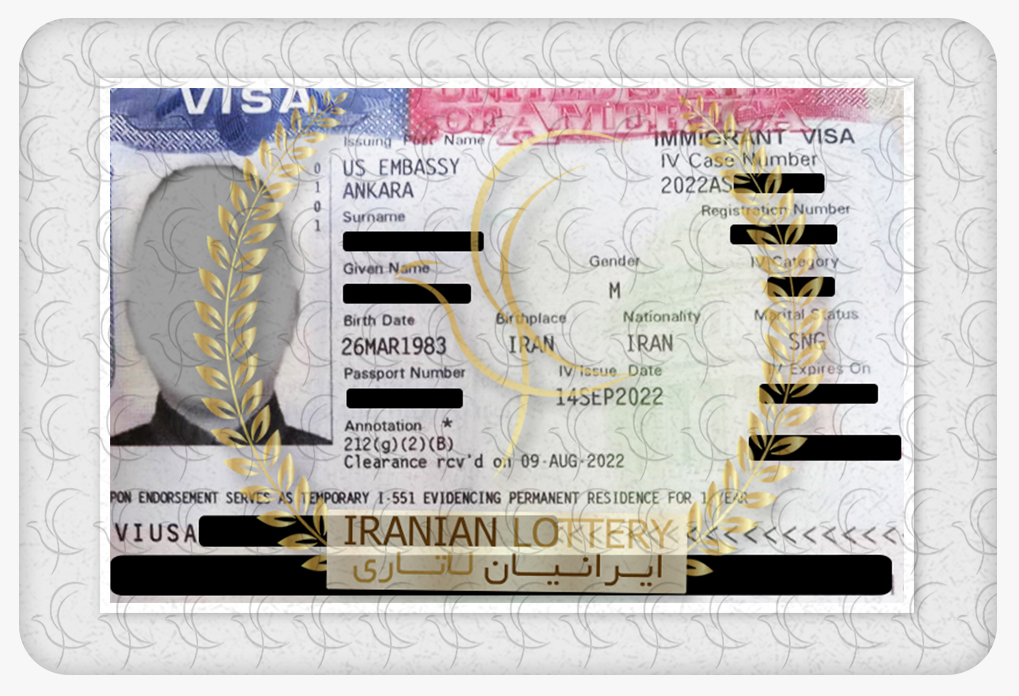 ویزای لاتاری آمریکا اخذ شده توسط موسسه ایرانیان لاتاری